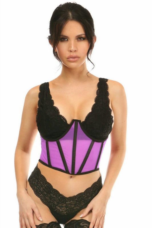 Daisy Corsets Lavish Neon Purple Mesh Open Cup Waist Cincher