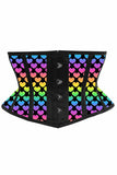 Daisy Corsets Lavish Rainbow Hearts Print Satin Mini Cincher Corset