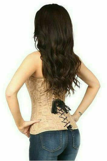 Daisy Corsets Lavish Dark Beige Lace Overbust Corset w/Zipper - Flyclothing LLC