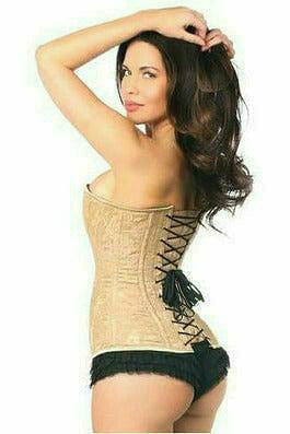 Daisy Corsets Lavish Dark Beige Lace Overbust Corset w/Zipper - Flyclothing LLC