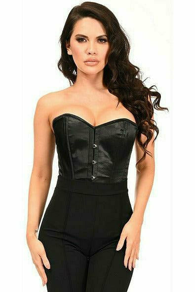 Daisy Corsets Lavish Black Satin Overbust Corset w/Busk Closure