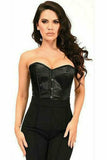 Daisy Corsets Lavish Black Satin Overbust Corset w/Busk Closure - Flyclothing LLC