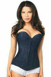 Daisy Corsets Lavish Navy Blue Lace Overbust Corset w/Zipper - Flyclothing LLC