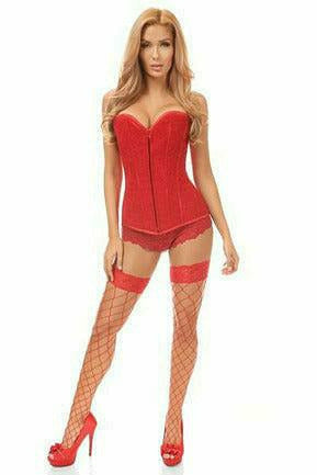 Daisy Corsets Lavish Red Lace Overbust Corset  - Flyclothing LLC