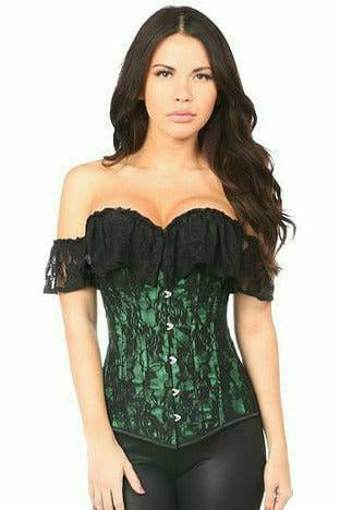 Daisy Corsets Lavish Green Lace Off-The-Shoulder Corset - Flyclothing LLC