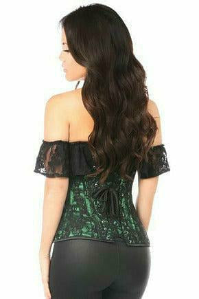 Daisy Corsets Lavish Green Lace Off-The-Shoulder Corset - Flyclothing LLC