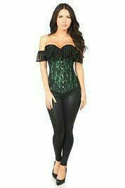 Daisy Corsets Lavish Green Lace Off-The-Shoulder Corset - Flyclothing LLC