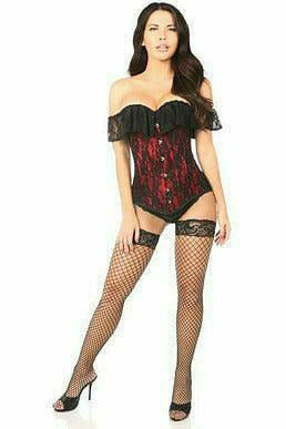 Daisy Corsets Lavish Red Lace Off-The-Shoulder Corset - Flyclothing LLC