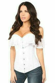 Daisy Corsets Lavish White Lace Off-The-Shoulder Corset - Flyclothing LLC