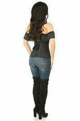 Daisy Corsets Lavish Black Cotton Off-The-Shoulder Corset - Flyclothing LLC