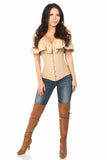 Daisy Corsets Lavish Beige Cotton Off-The-Shoulder Corset - Flyclothing LLC