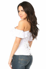 Daisy Corsets Lavish White Cotton Off-The-Shoulder Corset - Flyclothing LLC