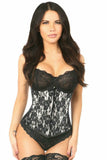 Daisy Corsets Lavish White Underbust Corset w/Black Lace Overlay