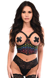 Daisy Corsets Lavish Rainbow Stars Underwire Open Cup Mesh Cincher w/Criss Cross Back