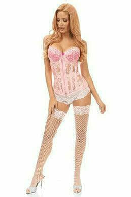 Daisy Corsets Lavish Lt Pink Sheer Lace Under Bust Corset - Flyclothing LLC