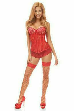 Daisy Corsets Lavish Red Sheer Lace Under Bust Corset - Flyclothing LLC