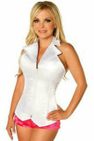 Daisy Corsets Lavish White Collared Front Zipper Corset