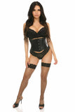 Daisy Corsets Lavish Black Wet Look Waist Cincher Corset - Flyclothing LLC