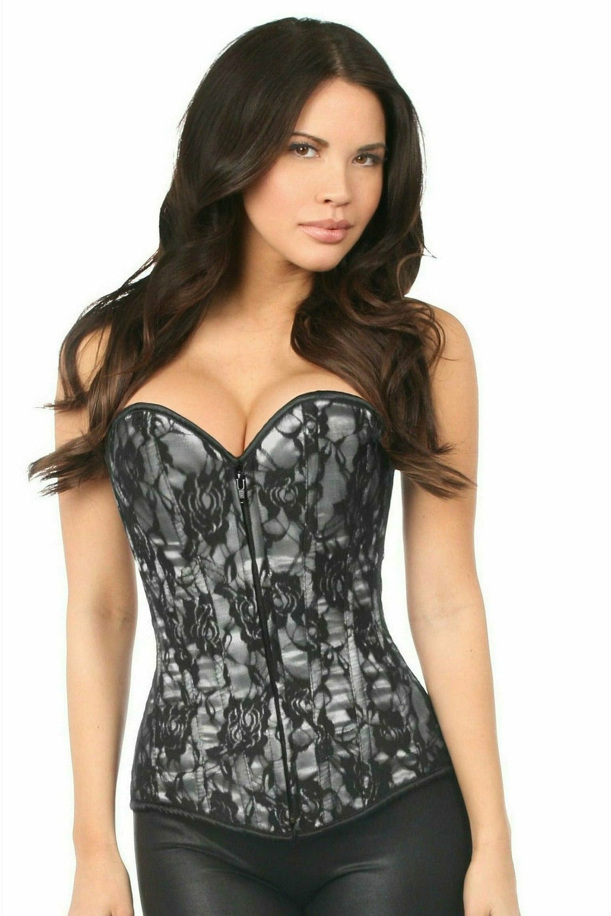 Daisy Corsets Lavish Black Lace Front Zipper Corset