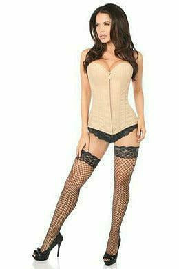 Daisy Corsets Lavish Beige Cotton Overbust Corset - Flyclothing LLC