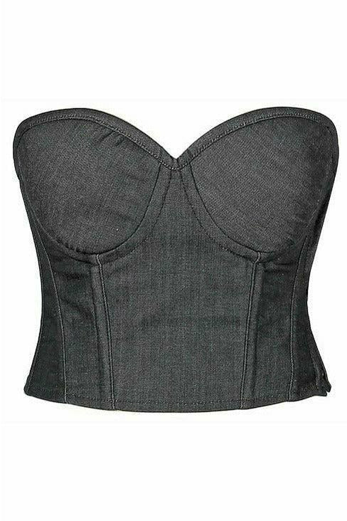 Daisy Corsets Lavish Black Denim Underwire Bustier