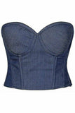 Daisy Corsets Lavish Blue Denim Underwire Bustier