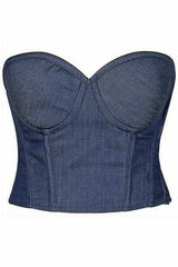 Daisy Corsets Lavish Blue Denim Underwire Bustier