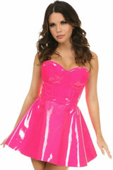 Daisy Corsets Lavish Pink Patent PVC Underwire Bustier - Flyclothing LLC