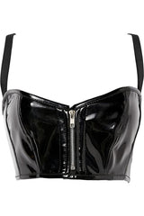 Lavish Black Patent Short Bustier Top - Flyclothing LLC