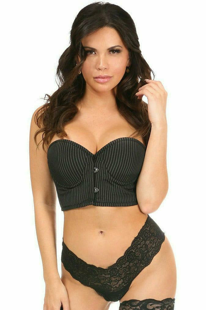 Daisy Corsets Lavish Pinstripe Underwire Short Bustier - Flyclothing LLC