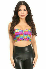 Daisy Corsets Lavish Rainbow Glitter Short Bustier Top