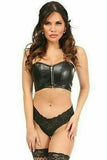 Daisy Corsets Lavish Black Faux Leather Short Bustier Top - Flyclothing LLC