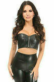 Daisy Corsets Lavish Black Faux Leather Short Bustier Top - Flyclothing LLC