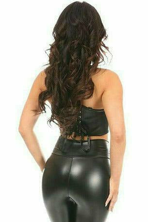 Daisy Corsets Lavish Black Faux Leather Short Bustier Top - Flyclothing LLC