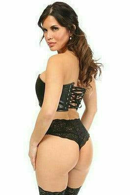 Daisy Corsets Lavish Black Faux Leather Short Bustier Top - Flyclothing LLC