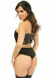 Daisy Corsets Lavish Black Faux Leather Short Bustier Top - Flyclothing LLC