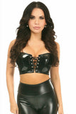 Daisy Corsets Lavish Black Patent Lace-Up Short Bustier Top - Flyclothing LLC