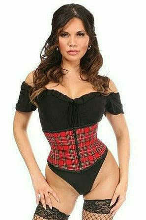 Daisy Corsets Lavish Red Plaid Mini Cincher - Flyclothing LLC