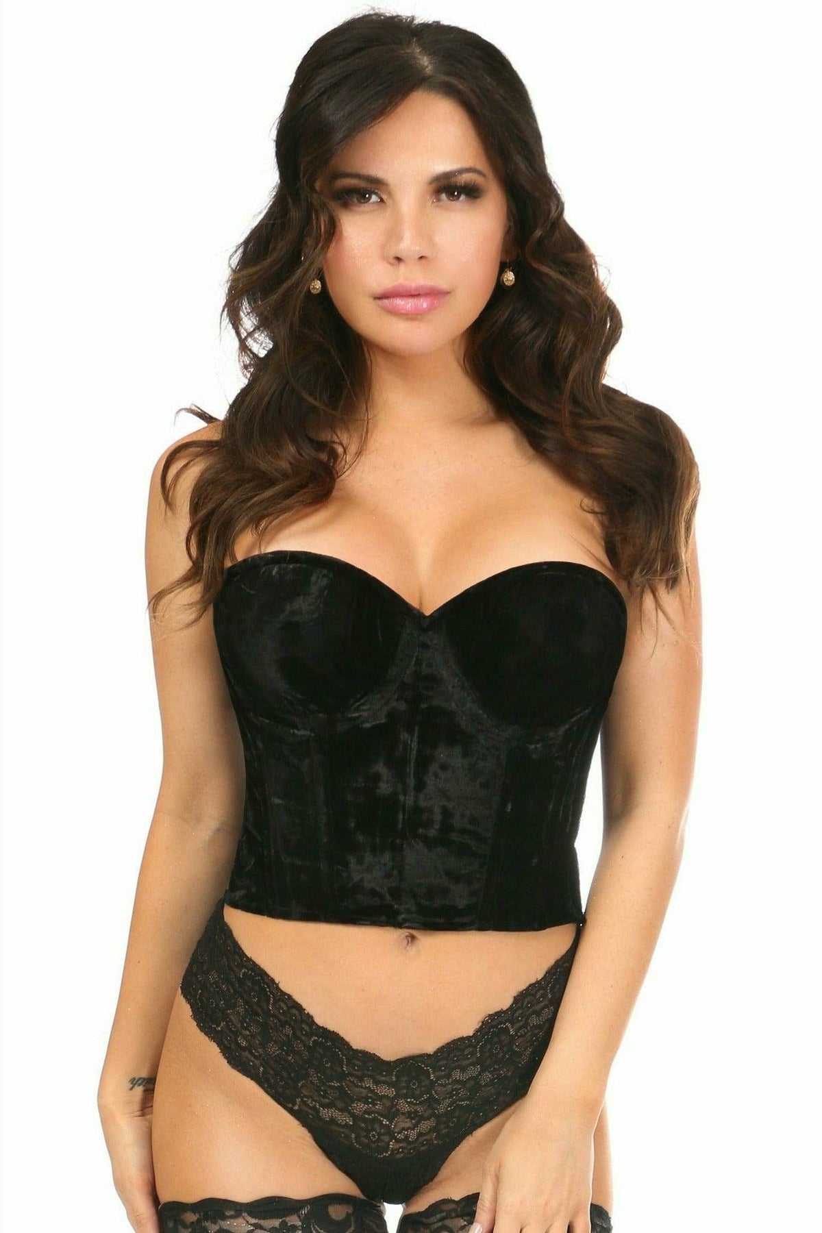 Daisy Corsets Lavish Black Velvet Underwire Bustier