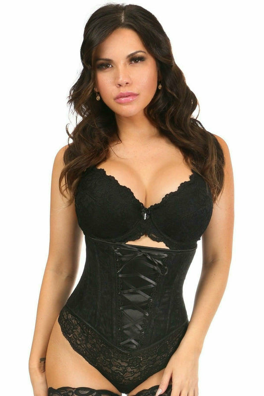 Daisy Corsets Lavish Black Lace-Up Underbust Corset w/Black Lace