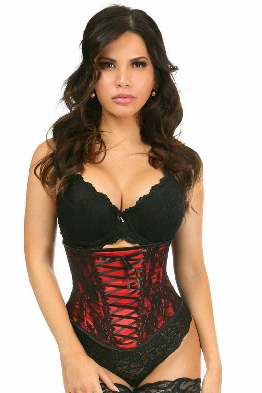 Daisy Corsets Lavish Red Lace-Up Under Bust Corset w/Black Lace