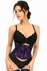 Daisy Corsets Lavish Purple w/Black Lace Overlay Mini Cincher