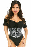 Daisy Corsets Lavish White w/Black Lace Overlay Mini Cincher - Flyclothing LLC