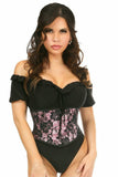 Daisy Corsets Lavish Pink w/Black Lace Overlay Mini Cincher - Flyclothing LLC