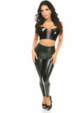 Daisy Corsets Lavish Black/Lavender Patent Lace-Up Short Bustier Top - Flyclothing LLC