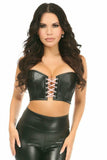 Daisy Corsets Lavish Black/Lt Pink Faux Leather Lace-Up Short Bustier Top