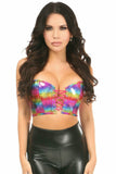 Daisy Corsets Lavish Rainbow PVC Glitter Lace-Up Short Bustier Top