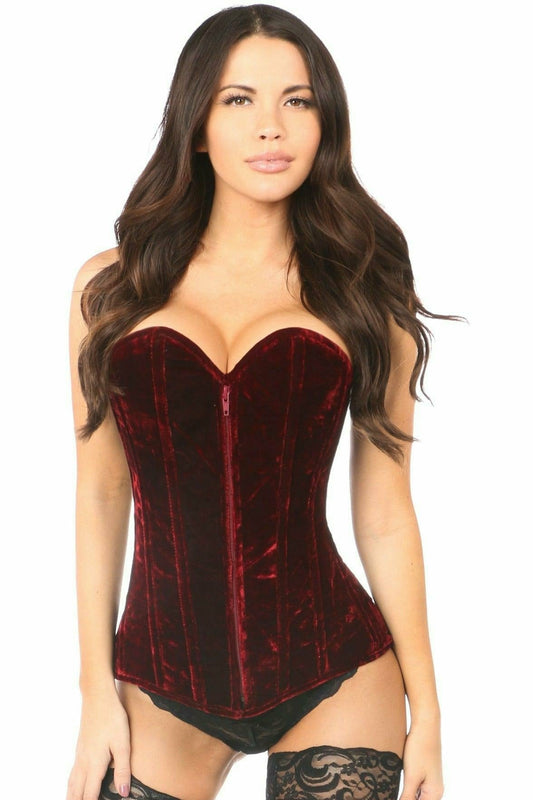 Daisy Corsets Lavish Red Crushed Velvet Overbust Corset