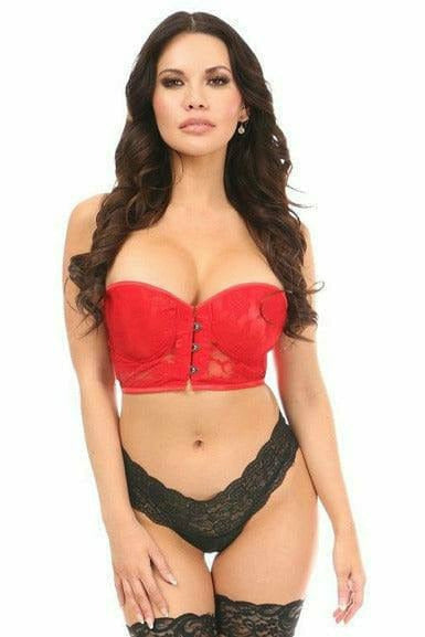 Daisy Corsets Lavish Red Lace Underwire Short Bustier - Flyclothing LLC