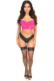 Daisy Corsets Lavish Hot Pink Patent PVC Underwire Short Bustier - Flyclothing LLC